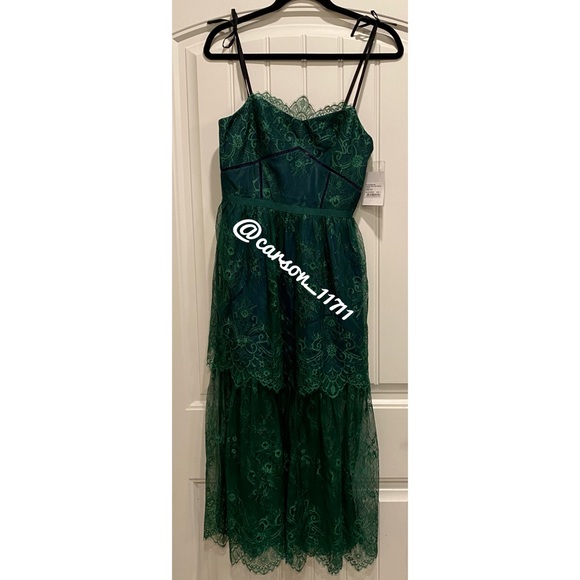 NWT Self Portrait Green Fine Lace Dress US4 - Picture 5 of 12